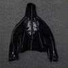Unisex Oversized Hooded Sweatshirt With Eye Print Zipper Front Streetwear Winter