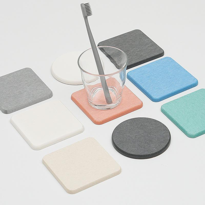 Solid Color Round Square Diatomaceous Earth Mats Toiletries Coasters Simple Absorbent Non-Slip Cup Home And Decoration Kitchen