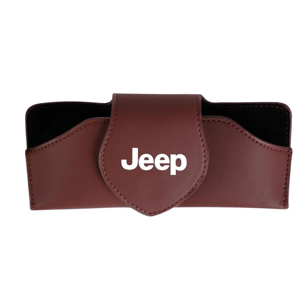 Protective Leather Car Sun Visor Sunglasses Case for Jeep Renegade Wrangler JK JL All Models Eyeglasses Holder Auto Accessories AMN1