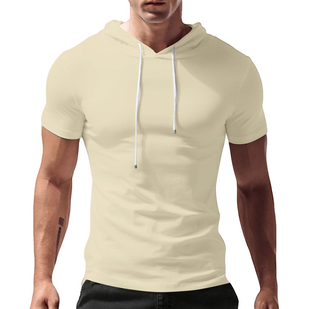 Sommer Herren T-Shirt mit Kapuze und kurzen Ärmeln, lockeres, lässiges Sweatshirt