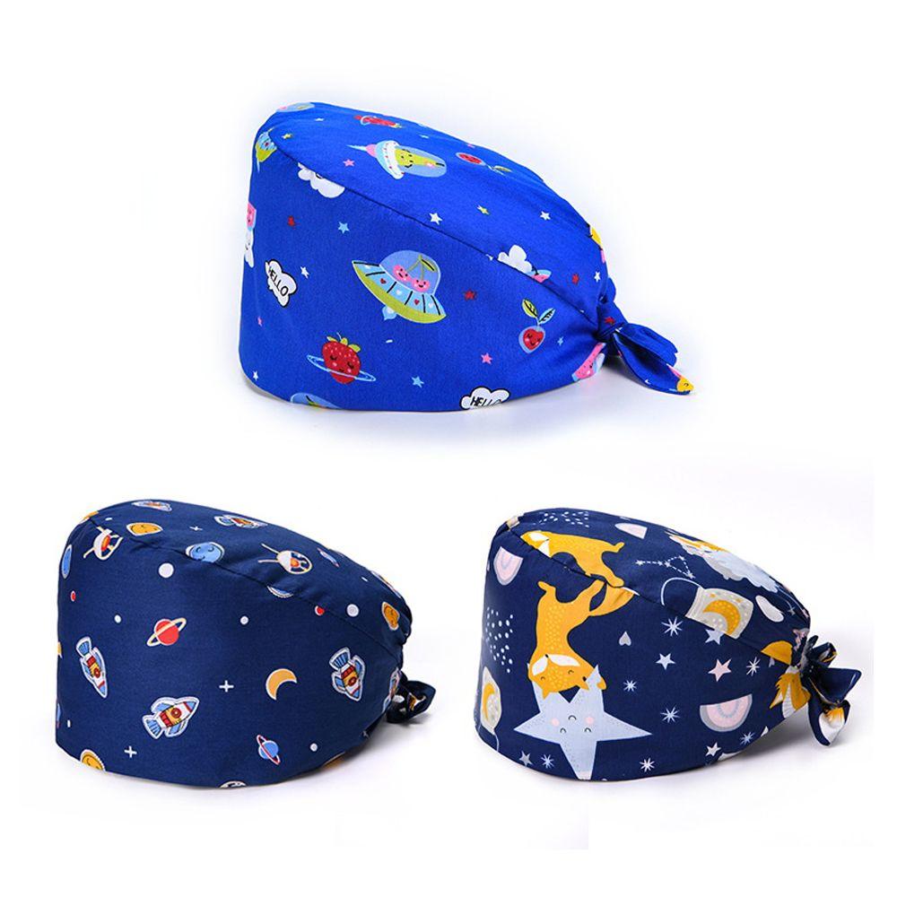 Accessories for Home Cotton Print Caps Fluffy Hat Floral Bouffant Scrub Cap