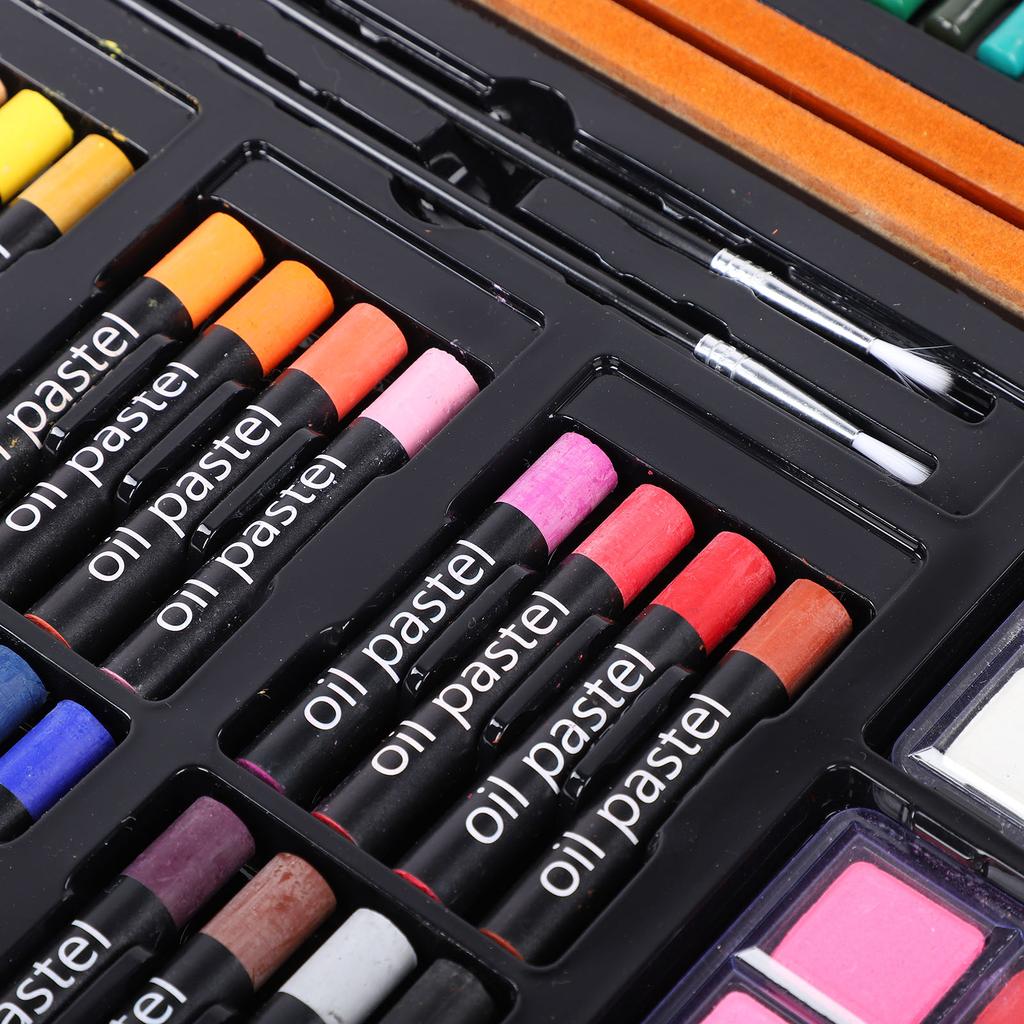 Wood Art Painting Drawing Set with 38 Pcs Crayons Colored Pencils Watercolor Cakes Oil Painting Sticks for Children Students Artists