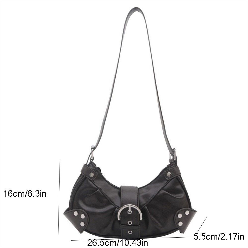 Pleated Y2k Shoulder Bag Hobo Bag Spicy Girl Handbag Vintage Buckle Underarm Bag Women