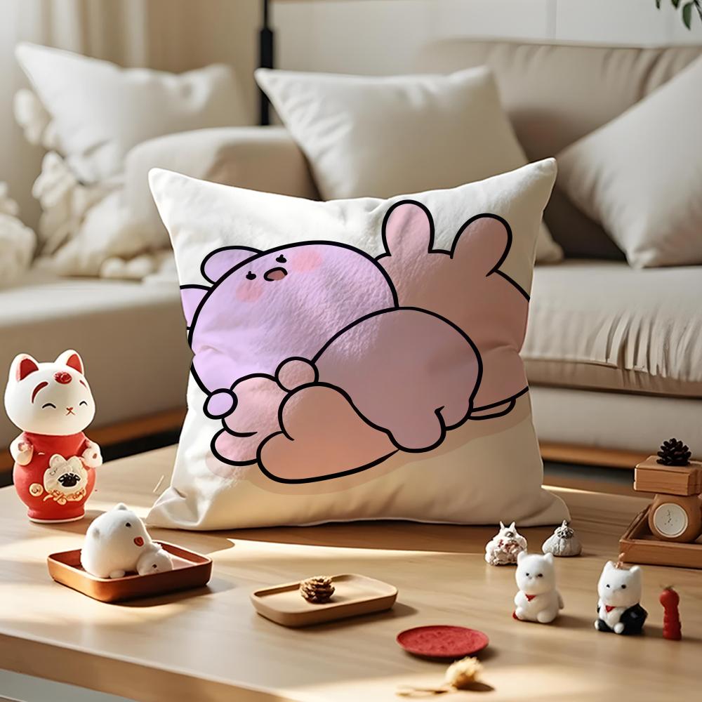 Asamimichaan Asleep Cute Asamimi Cushion Cover Silky Short Plush With Invisible Zipper Dustproof Sofa Pillow Case For Home Decor