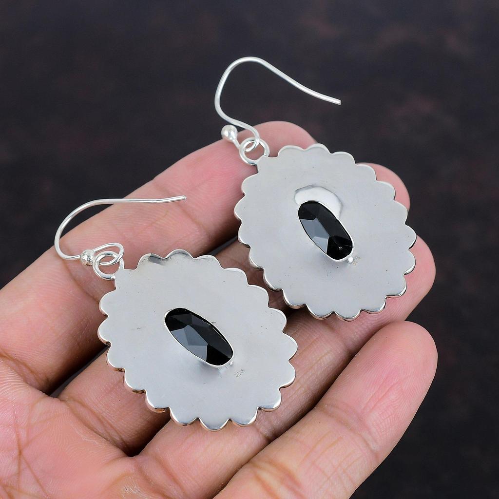 Faceted Black Onyx Earrings 925 Sterling Silver Earring Handmade Earrings Black Onyx Gemstone Jewelry Anniversary Gifts Unique Style Earring