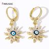 Nouvelles Boucles d'Oreilles Créoles Pendantes Œil du Mal en Zirconium de Luxe Pour Femmes Laiton Œil Turc Grec Boucles d'Oreilles Pendantes Bijoux Cadeau de Fête