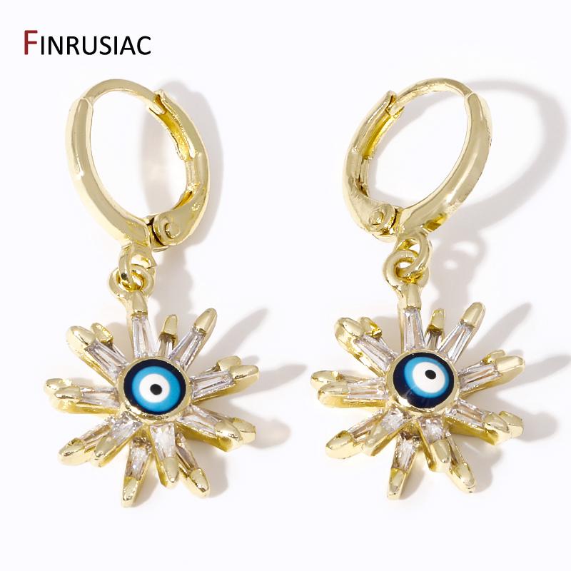 Nouvelles Boucles d'Oreilles Créoles Pendantes Œil du Mal en Zirconium de Luxe Pour Femmes Laiton Œil Turc Grec Boucles d'Oreilles Pendantes Bijoux Cadeau de Fête
