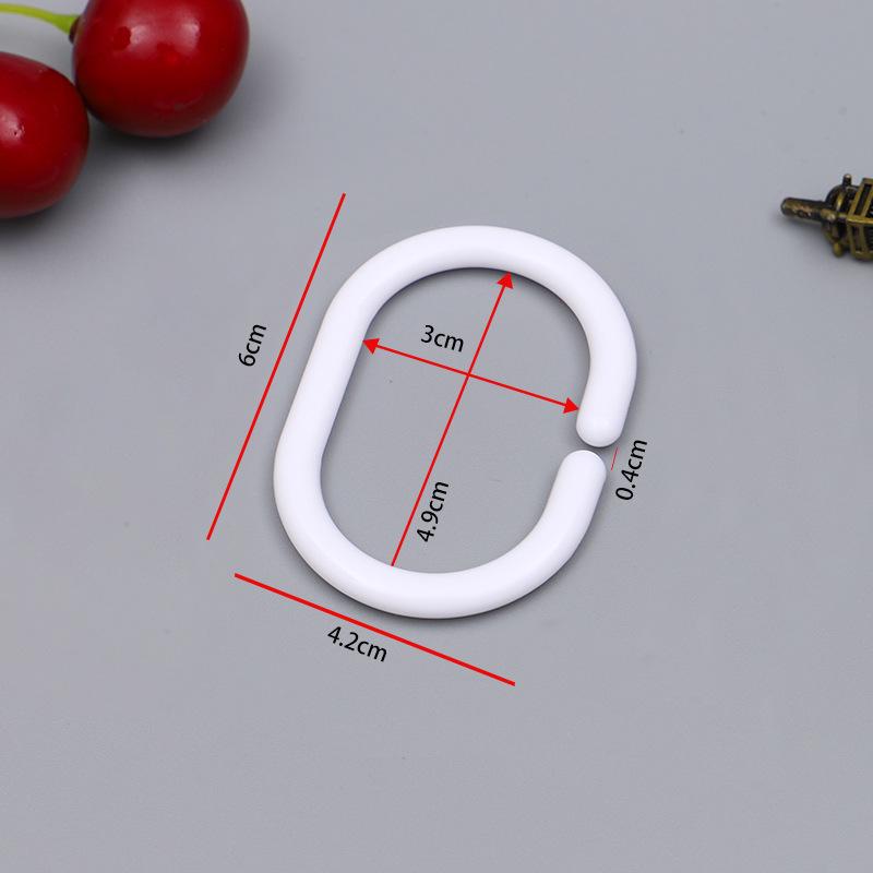 Porcelain White PP Plastic Shower Curtain Hooks - C-shaped Pack of 12