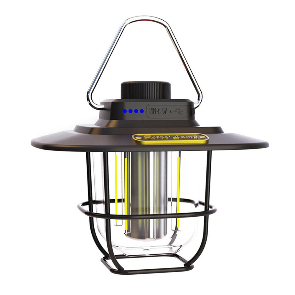 LED Camping Lantern Vintage Portable Hanging Camping Lamp Stepless Dimming Waterproof IPX4 Rechargeable for Hiking Camp for Home