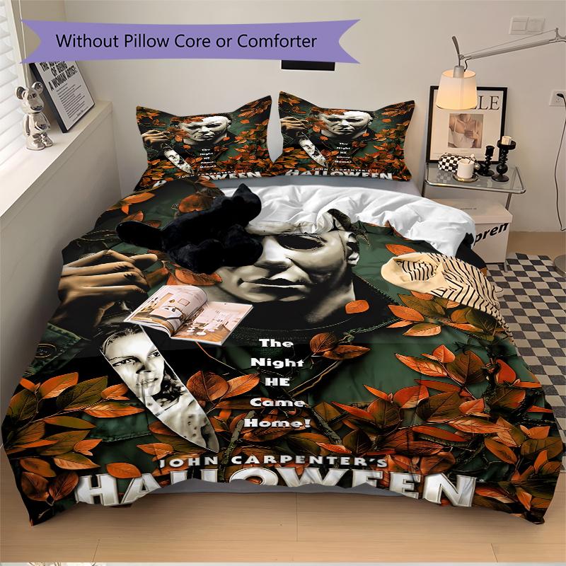 3Pcs Michael Myers' Halloween Horror Bedding Sets For All Sizes New 3D Printed Bed Cover Comforter Duvet Cover Pillowcase Bedroom Decoration