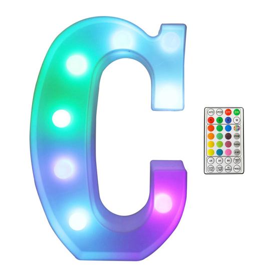Yousheng LED Letter Lamp with Remote Control, Dimmable Marquee Alphabet Light for Wedding Birthday Party, Indoor Outdoor Letter C