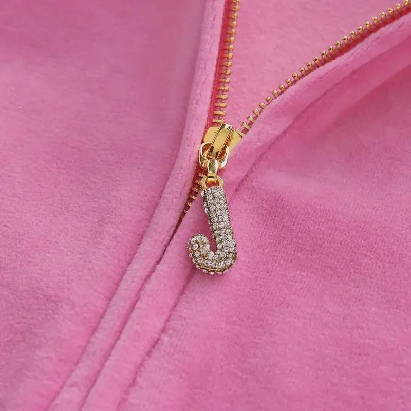 Women's Velvet Sports Leisure Suit with Rhinestone Zipper - Solid Color, Perfect for Spring and Autumn