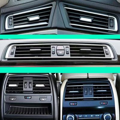 Salida de rejilla de ventilación de aire acondicionado, izquierda, centro y derecho, primera fila, con placa cromada, para BMW 7 Series F02 730 735 745