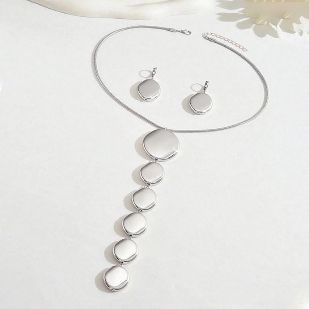 Exaggerated Pendant Necklace Earring Set Geometric Y-Shape Clavicle Chain  Jewelry Set