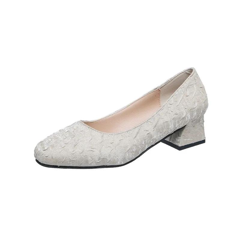 

Мода 2025 Обувь больших размеров для женщин Слипоны Женские туфли на высоком каблуке Модные туфли-лодочки Женские туфли с квадратным носком на низком каблуке Женские Zapatos 42 абрикосовый