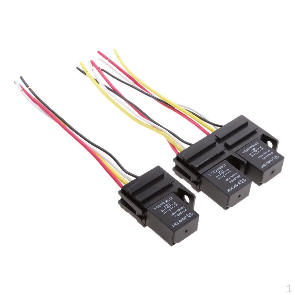 

3 Sets 24V 30A Automotive four pin Relay 4 Wires Harness Sockets