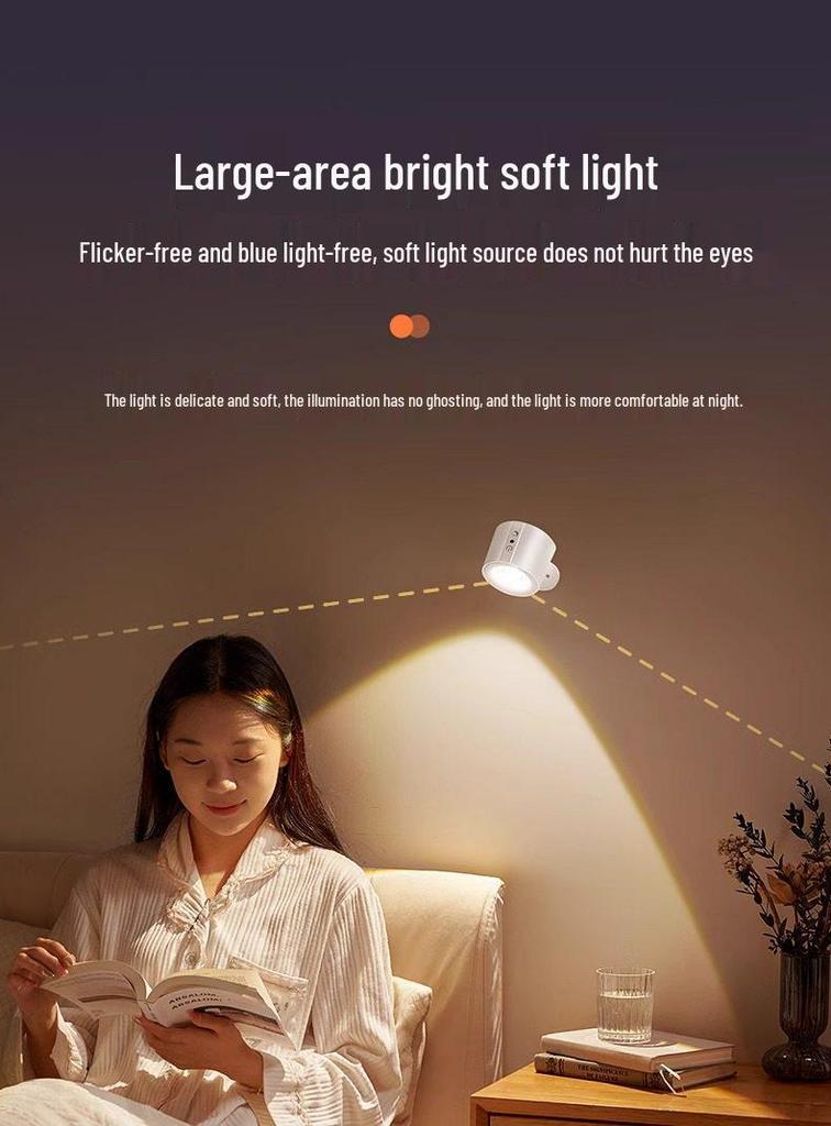 Rechargeable Wireless No-Drill Magnetic Bedside Reading Light with Remote Control