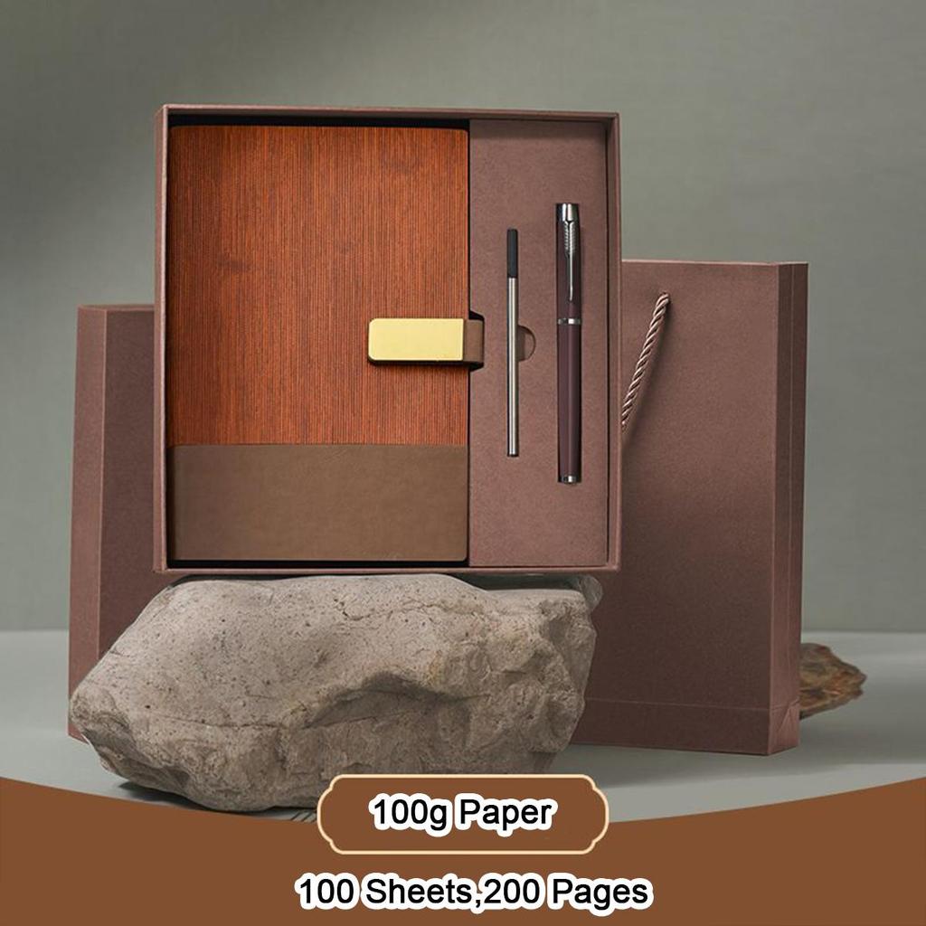A5 leather buckle business notebook, work meeting record book, subject notebook, thickened student diary, souvenir, 100 sheets 200 pages