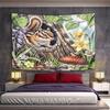 Chipmunk In Tree with Flowers and Mushrooms Pattern Wall Hanging Tapestry Decorative Tapestry Home Decor for Bedroom and Living Room