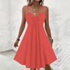 Foreign Trade Temu Summer Women's New V-neck Suspender Skirt, Simple Solid Color Large Size Women's Suspender Dress Dress