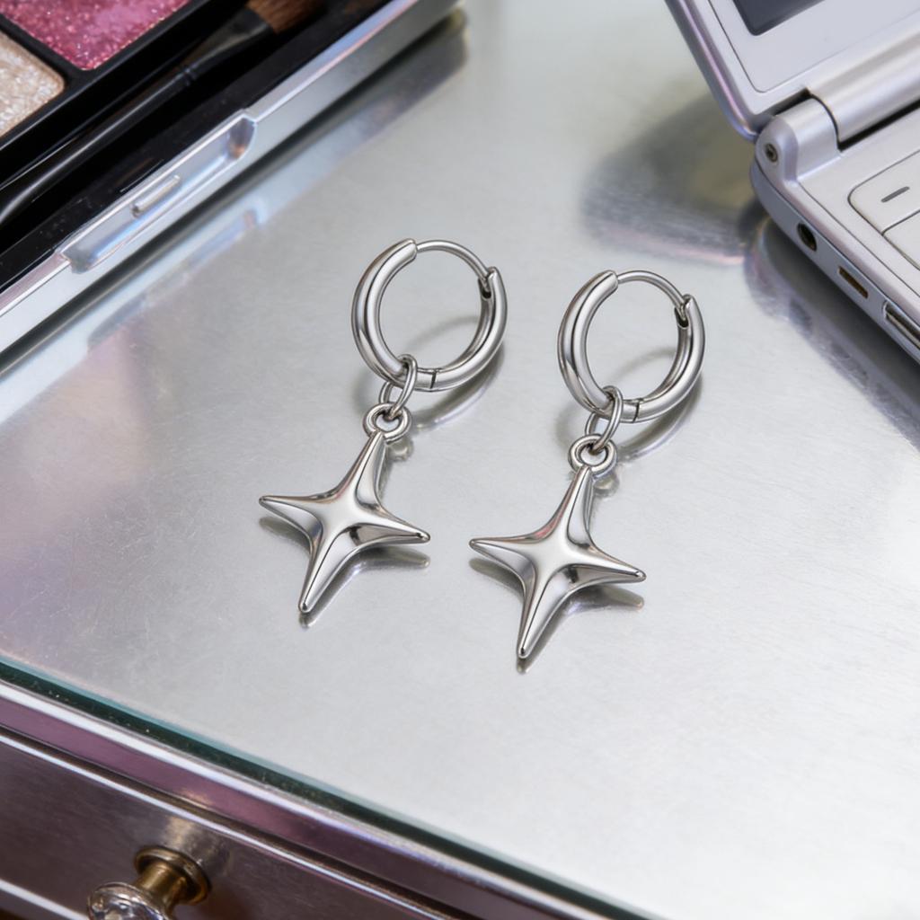 Fashionable Pattern Dangle Earrings Silver Plated Alloy With Spiritual Theme Trendy Wear