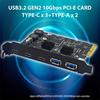 10Gbps USB3.2 PCI-E 4X Expansion Card with Asmedia ASM3142 - 5 Ports, Type-C