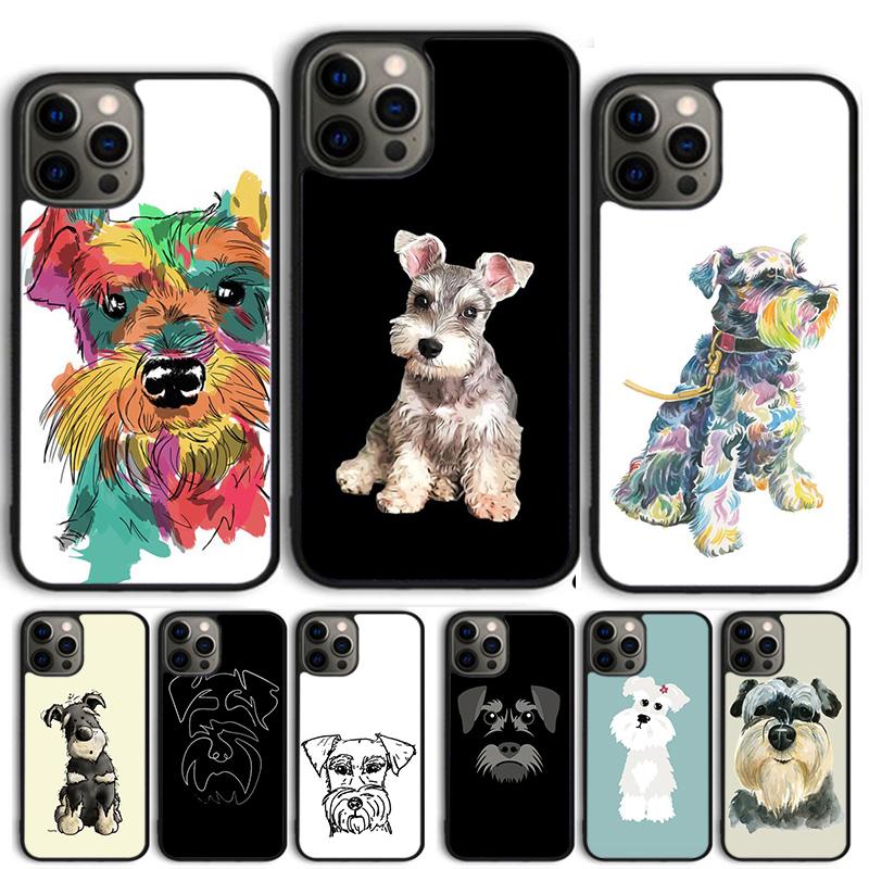 Cartoon Schnauzer Dog Phone Case Cover For iPhone 17 Air 15 16 11 13 14 Pro Max 12 Plus Max Fundas