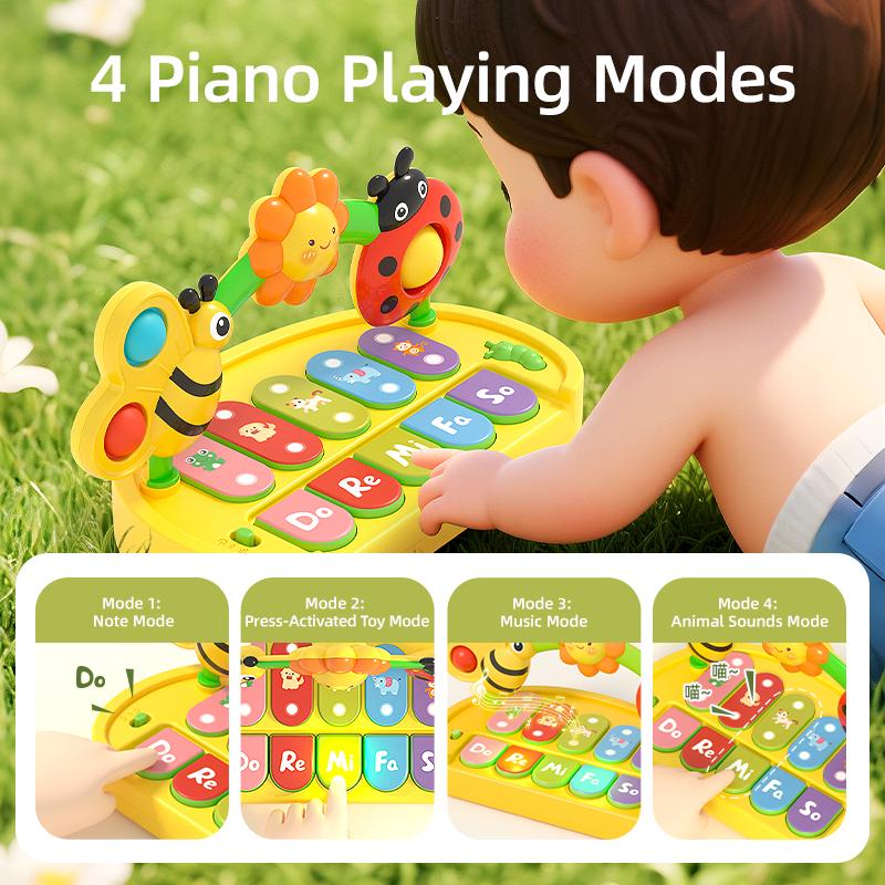 Baby Piano Toys Kids Rotating Music Keyboard Light Sound, Musical Toy for Toddlers,Early Educational Music Toy Gift