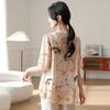 Women's Linen Floral Print Blouse Casual V-neck Half Sleeve Loose Fit Retro Chinese Style Top