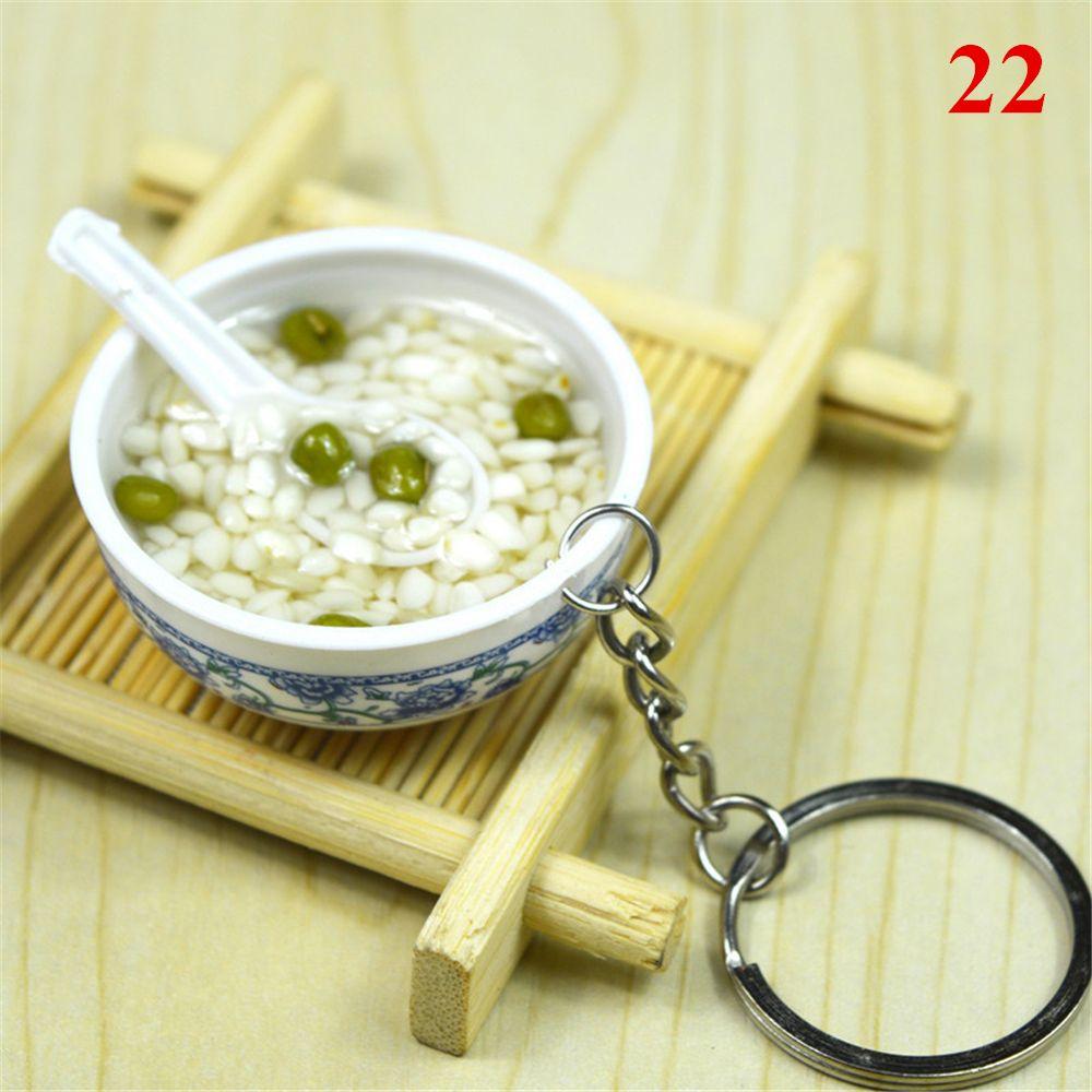 Buckle Mini Bowl Food Keychain Key Ring Simulation Chinese Food