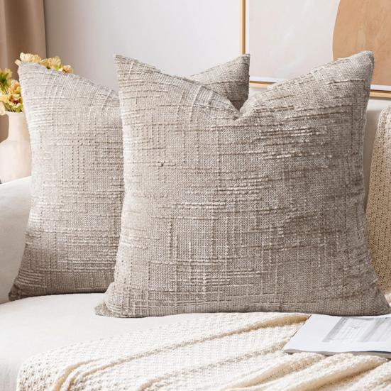 Textured Pillow Cover 18" x 18" Solid Color Throw Pillow Cover Decorative Pillow Case with Hidden Zipper for Couch Sofa Car Travel