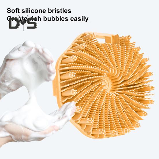 Silikon-Badebürste, Peeling-Körperschrubber für empfindliche Haut mit Massagesäulen, Anti-Rutsch-Griff, Körperbürste