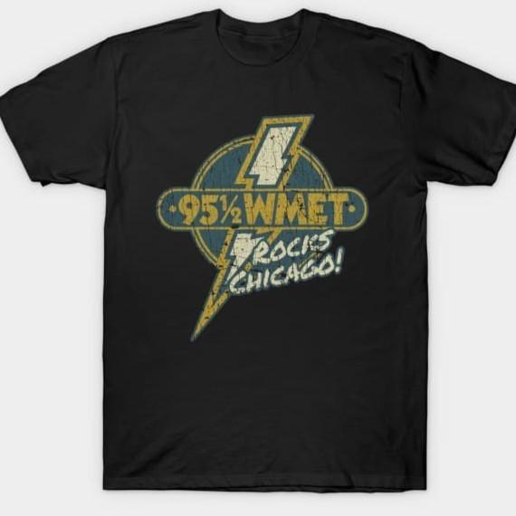 Rare 95 1/2 WMET Rocks Chicago! 1976 T-Shirt Unisex Size S to 4XL S разноцветный