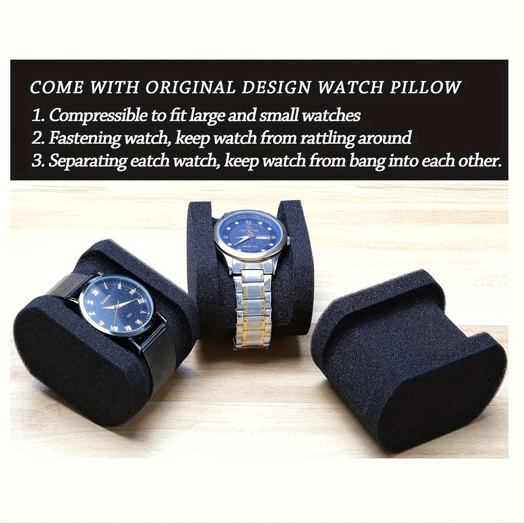 1 Stück Schwarze Uhrenaufbewahrungsbox - Hartschalenetui mit weichen Kissen, Samtgefüttert zum Schutz von Schmuck und Uhren