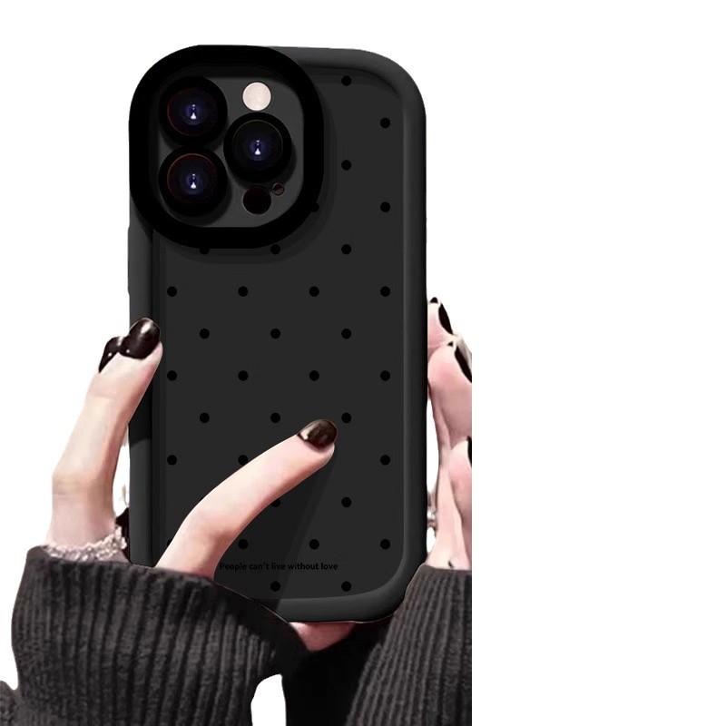 Full Screen Polka Dots Suitable for Apple 15promax Mobile Phone Case Painted IPhone 14pro Skin Feeling Puffs 13 16