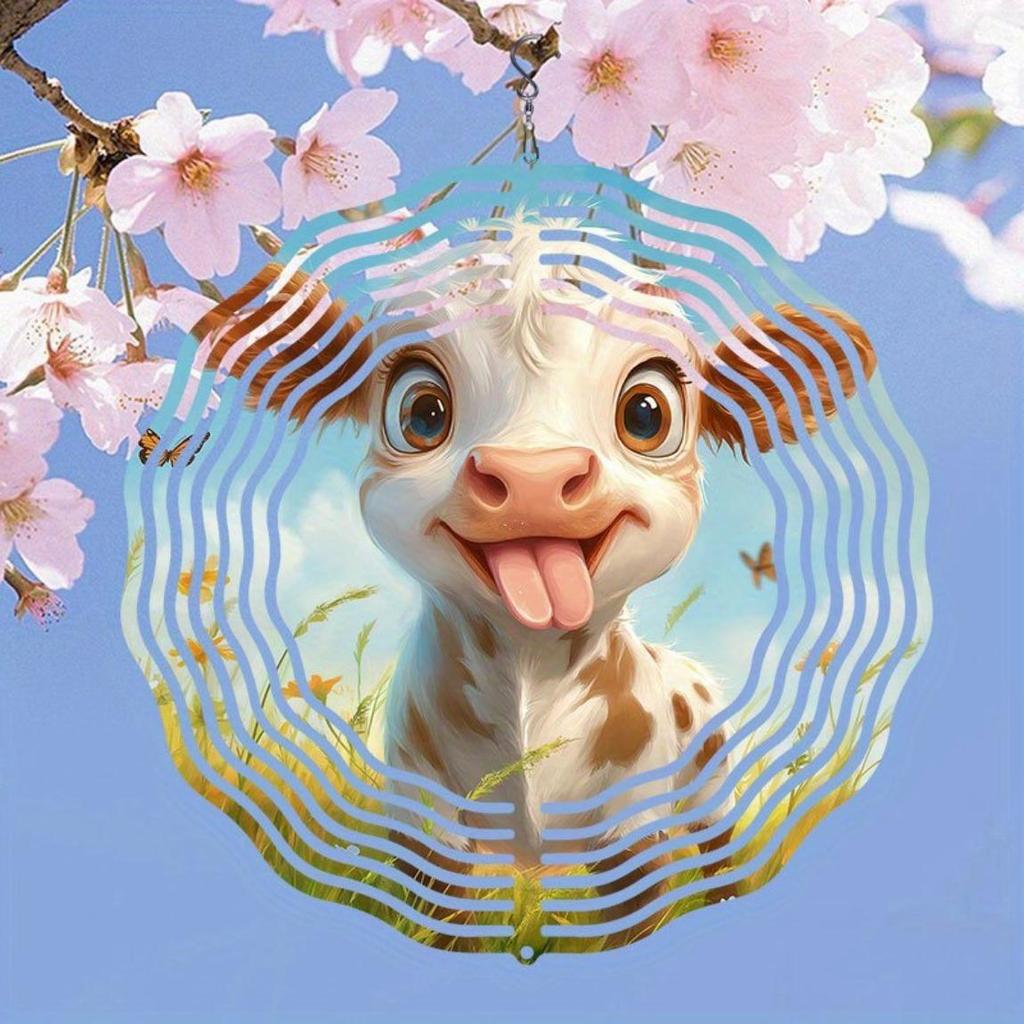 Hravý vyplazující jazyk kráva kovová zvonkohra venkovní zahradní dekorace rotující uklidňující modrý zvuk nejsou potřeba baterie sváteční dárek