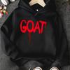 Girls' Hooded Sweatshirt - Halloween Themed Hoodie with Creative GOAT Letter Print, Unisex Holiday Gift, Cartoon Fashion  Design