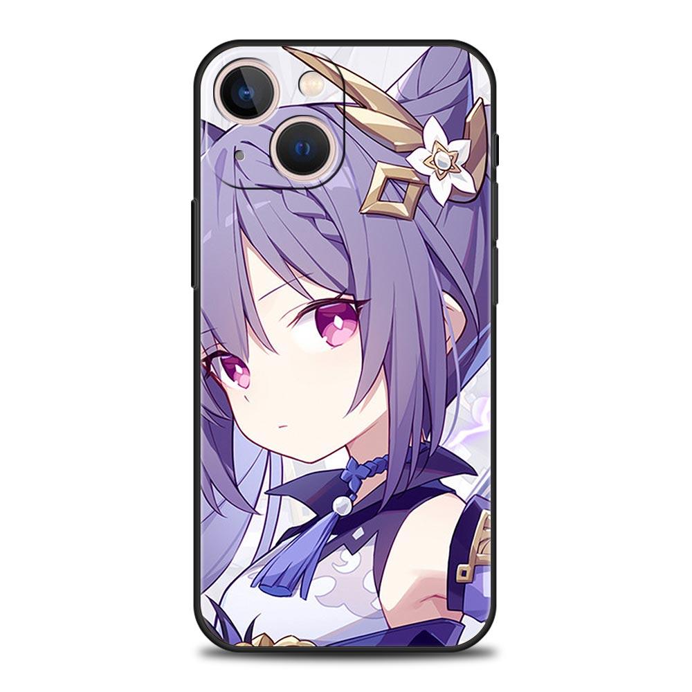 Genshin Impact Game Luxury Phone Case For iPhone 13 15 14 12 11 Pro MAX XR X SE XS 7 8 Plus Silicone Black Protection Cover