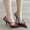 Internet Celebrities with Pointed Back Air Test Straps High Heels 2025 Beautiful Sexy Versatile Red Kitten and Sandals Women