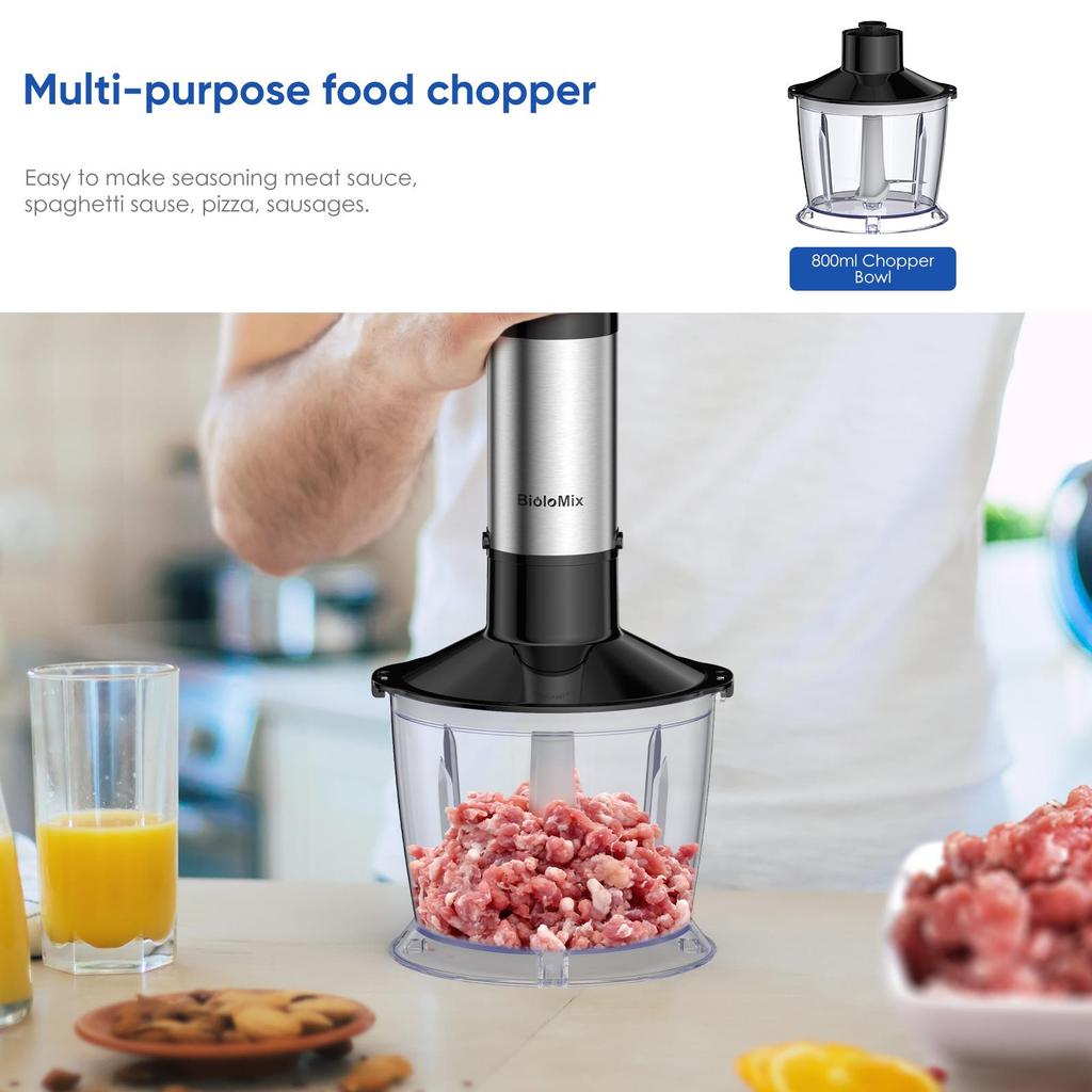 BioloMix HB‑3315 Frullatore a mano 5 in 1 Frullatore a immersione multifunzione