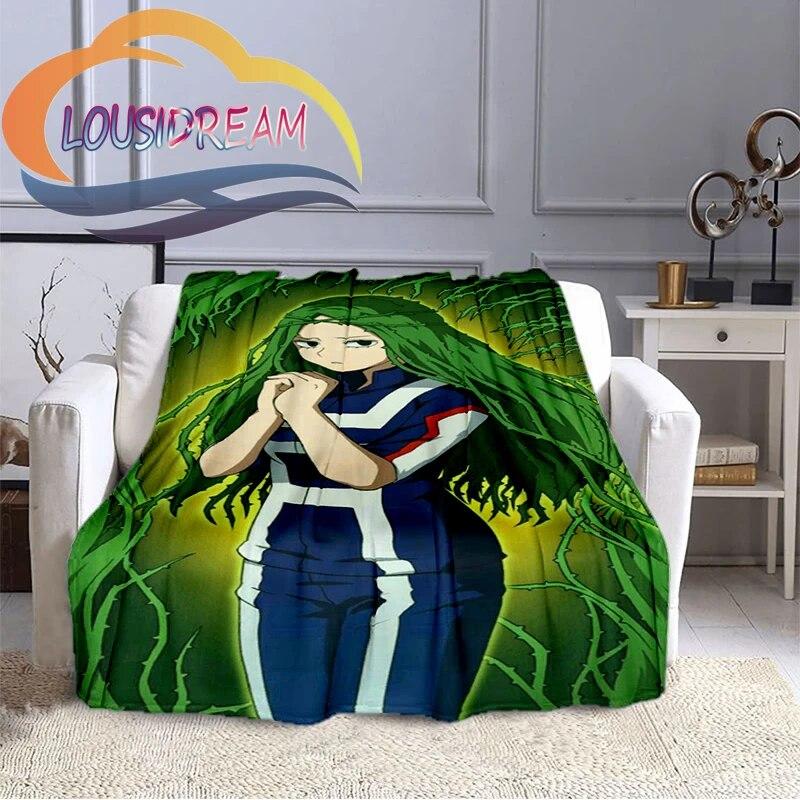 Cartoon My Hero Academia Fleece-teppe, All Over Print, Gaver til ham/hennes mønsterteppe