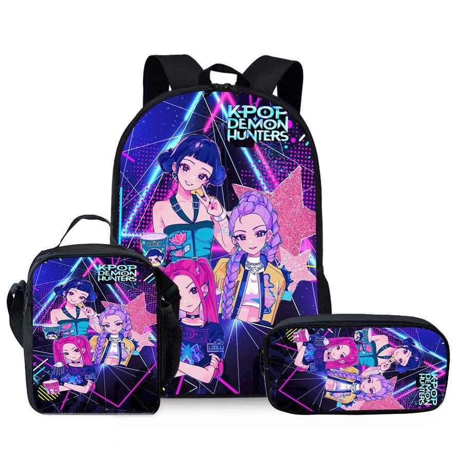 Huntrixkpop Printed Peripheral Backpack Demon Hunter Girl Group School Bag 16 Inch Backpack