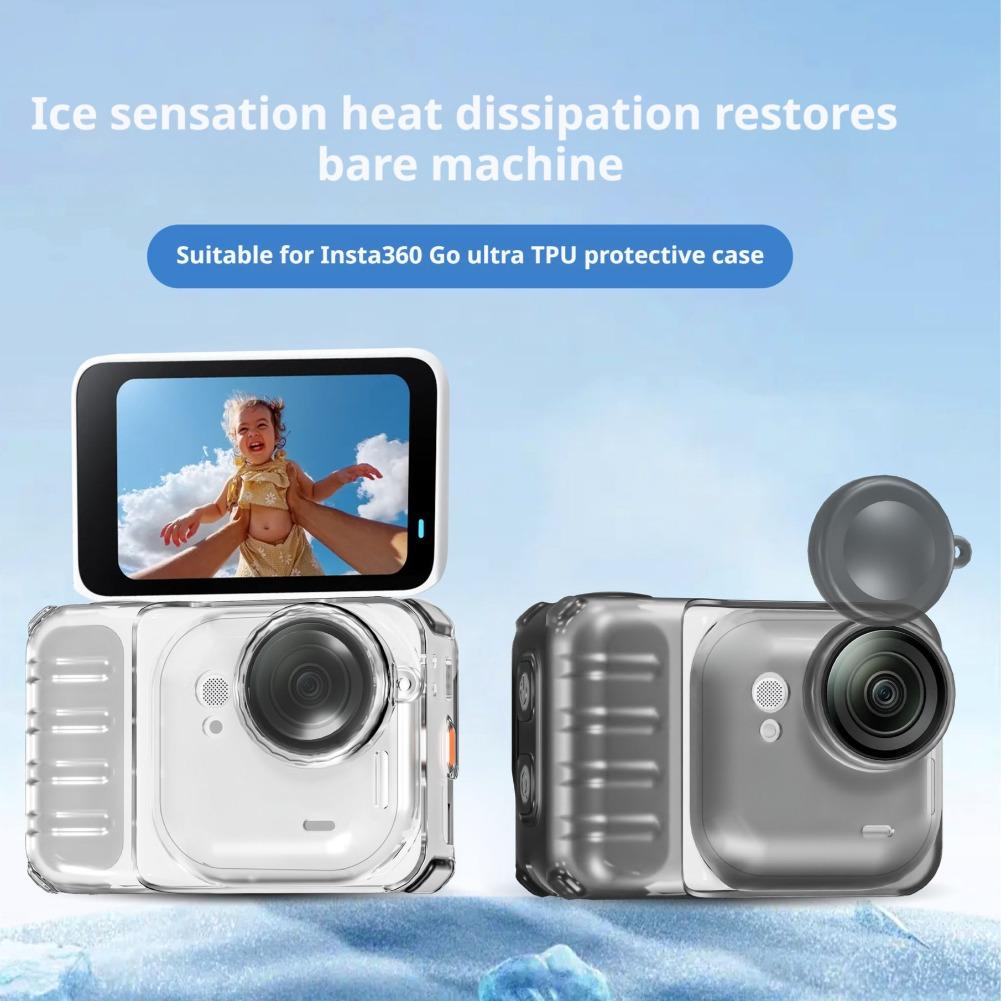 For Insta360 GoUltra Protective Case TPU Flexible Shockproof Cover with Lens Cap Battery Cover Anti-Lost Lanyards Anti-Scratch