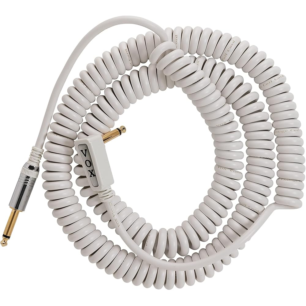VOX VCC90 Vox Cable Guitar & Bass Shield Curl Cord Type 9m Long White