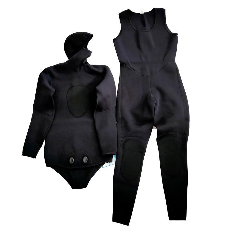 Mens 3mm Thickened Split Wetsuit Set With Hood Diving Surfing Swimming Warmth Protection