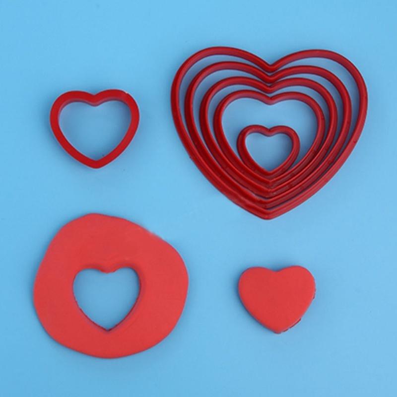 6 ks Srdce Cookie Sušenka Fondant Nářadí na vykrajování dortů Forma na výrobu cukru Sada řemesel