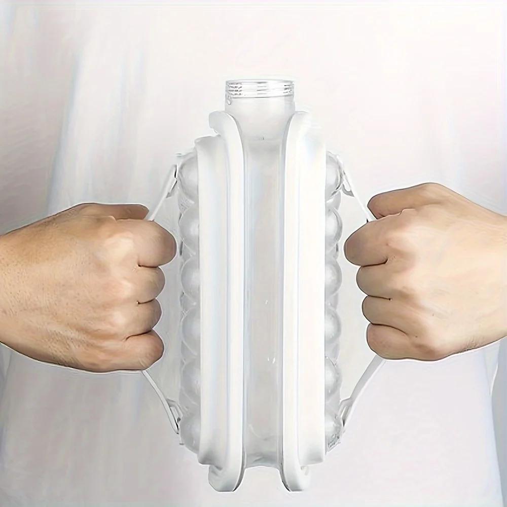 Two-in-One Folding Ice Cube Maker - Silicone Ice Tray with Ball Shape Space-Saving Design Easy Release Durable Plastic Material