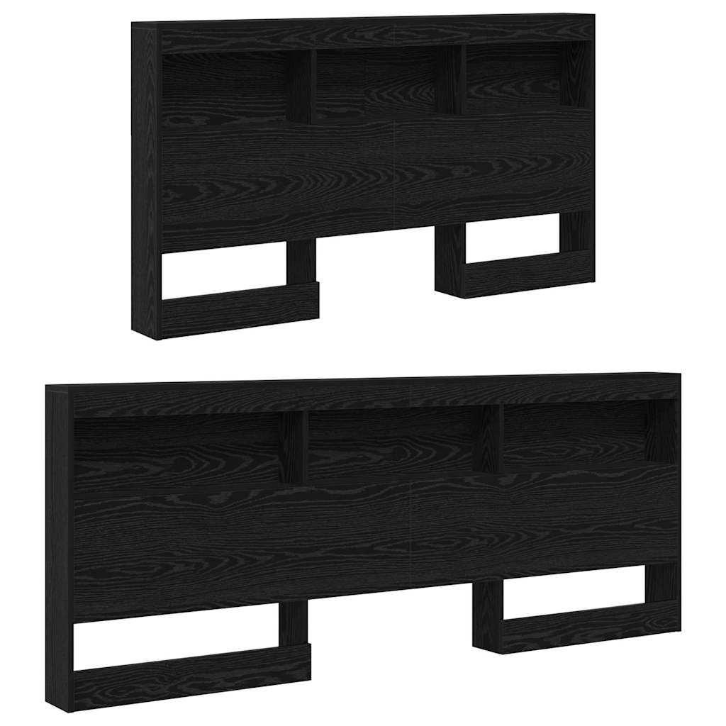Storage Headboard Black Oak Effect 160 cm Wood Based Material