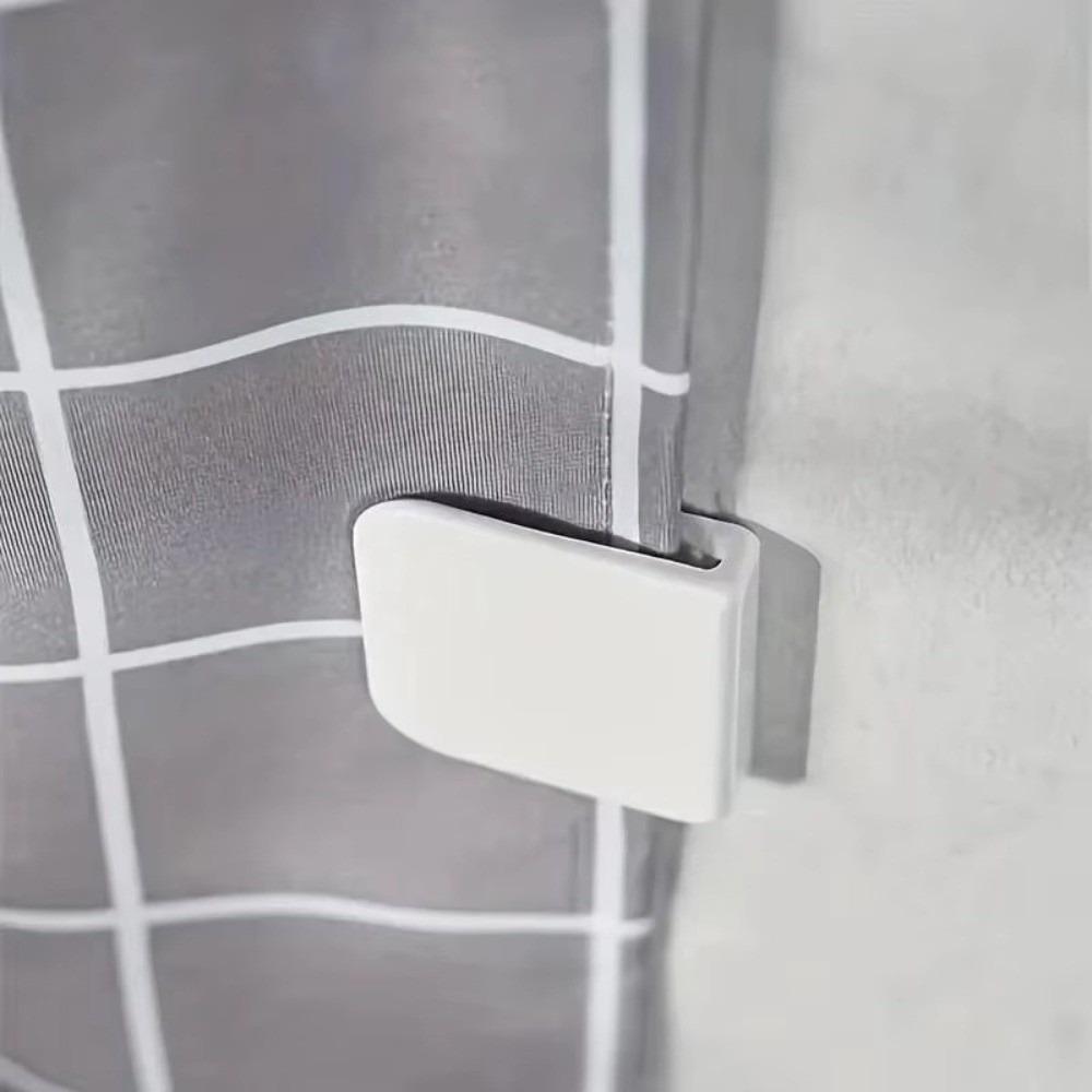 4Pcs Transparent Shower Curtain Clips Windproof Splash Curtain Edge Retainers ABS Self Adhesive Wind Fixed Hook Curtain