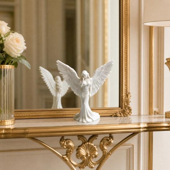 3D Printed Elegant Angel Figurine with Large Wings Decorative Angel Statue Angel Art